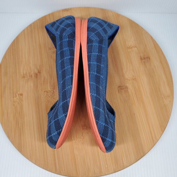 Rothy’s The Flat Rounded Toe Indigo Gingham Slip On Ballet Shoes Wmn SZ 6.5 - Picture 4 of 6